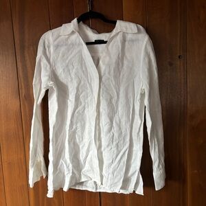 100% irish linen white talbots long sleeve top